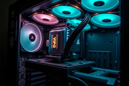 Watercooler AIO ARCTIC Liquid Freezer III Pro 360 RGB installé dans un boîtier PC gaming avec radiateur triple ventilateur et éclairage RGB