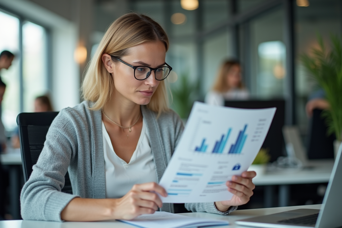 Femme tenant un rapport Excel avec un symbole de verrou numérique