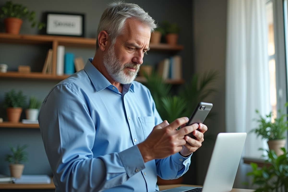Homme vérifiant une notification de suppression de trackers en ligne