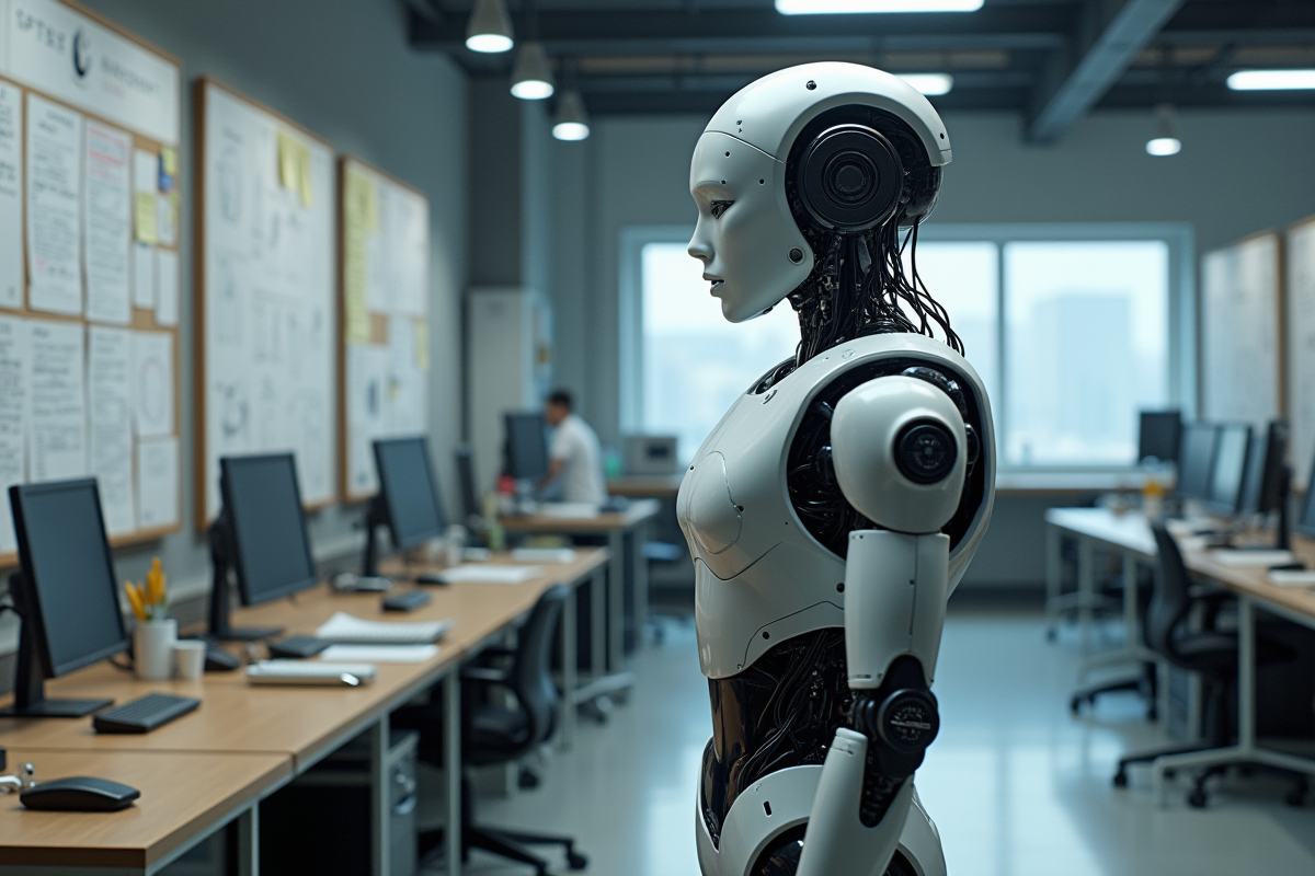 Robot humanoide dans un laboratoire hightech